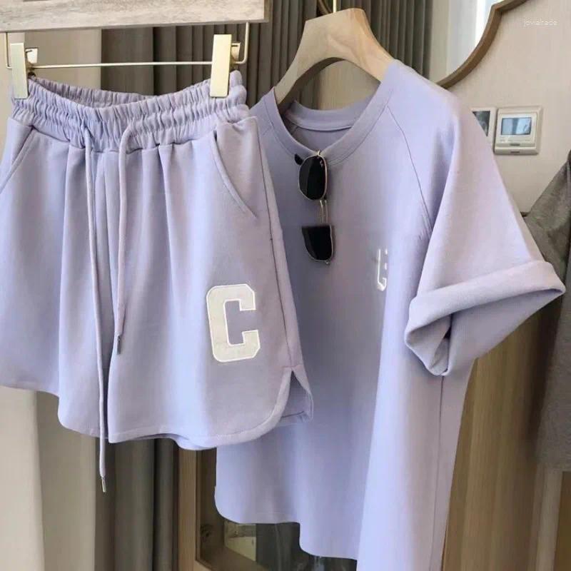Women's Tracksuits Summer Clothing For Women LOOSE Casual Sports Wide Leg Shorts Two Piece Sets Womens Outifits
