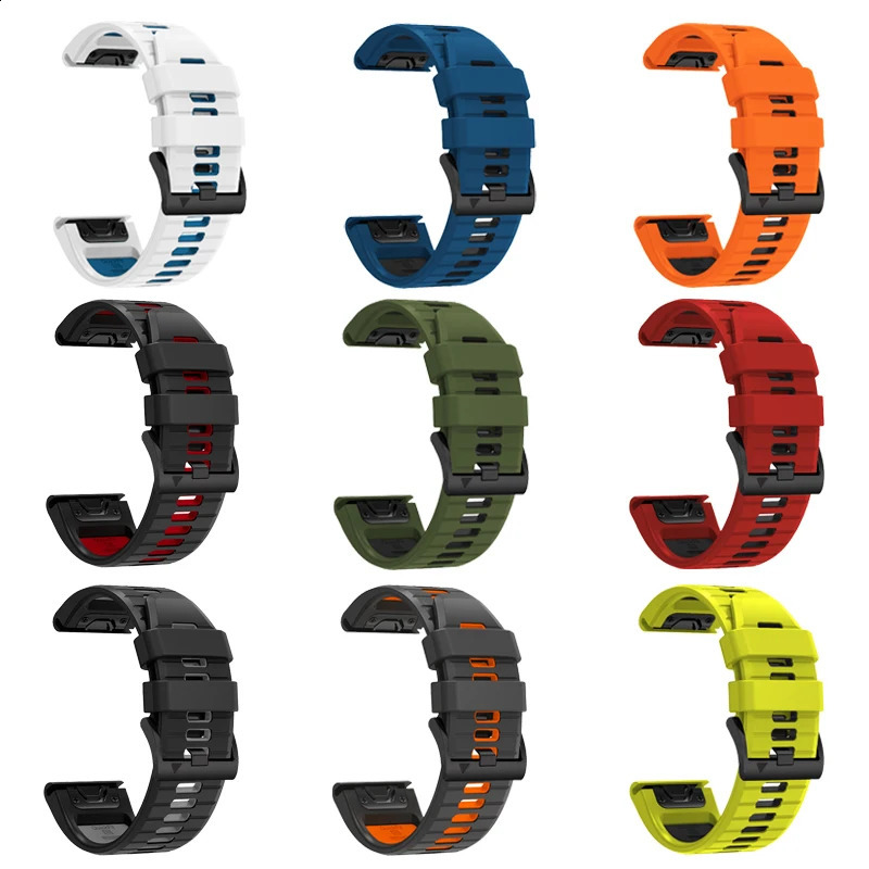 Two Tone Silicone Watch Band QuickFit 22mm 26mm For Garmin Epix Pro Gen 2 47mm 51mmFenix 7X 7 ProQuatix 6 6X 5X Strap Bracelet 240125