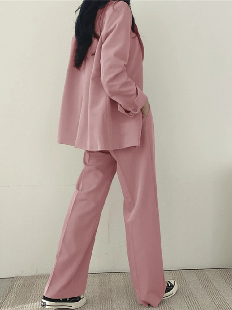 Blazer 2 Piece Sets Outifits Autumn Winter Korean Fashion Pants Suit Office Lady Solid Dressing Female Clothing 240127