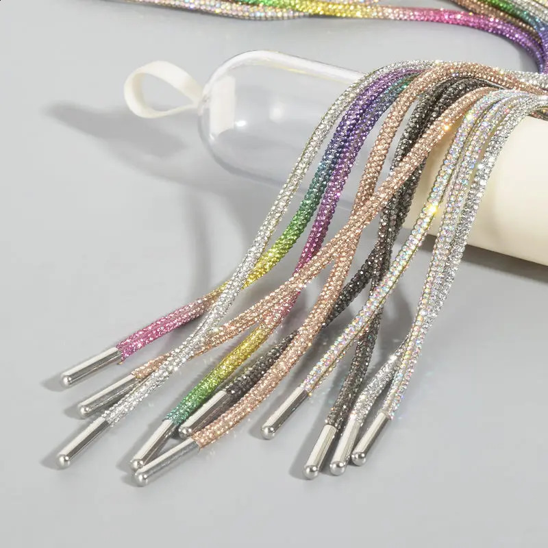 Beauty Crystal Full Diamond Shoelace Shoe Accessories Trend Personality Casual Hightop Shoes Laces Dropship 240130