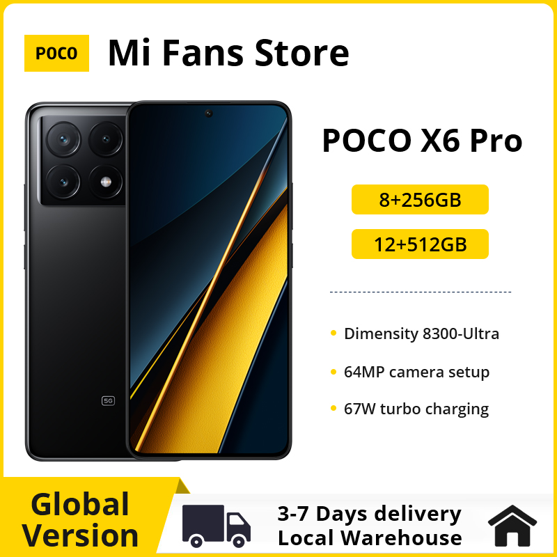 POCO X6 Pro 5G 256GB/512GB Global Version Dimensity 8300-Ultra 67W Charging 64MP Triple Camera 120Hz 5000mAh NFC