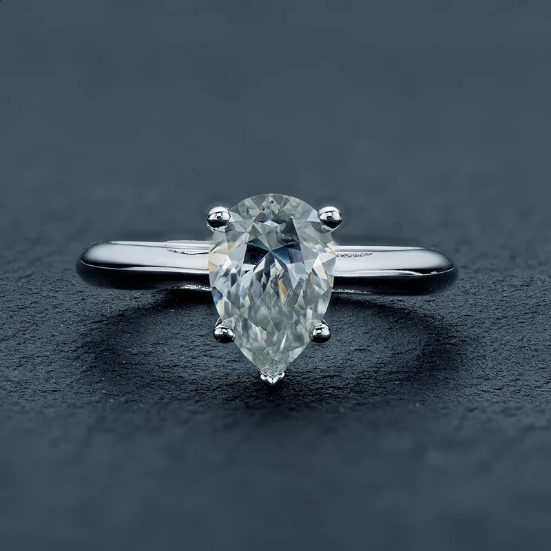 100% 925 Sterling Silver Sparkling Real 2 Carat Pear Wedding Rings For Women Top Quality Engagement Fine Jewelry 240202