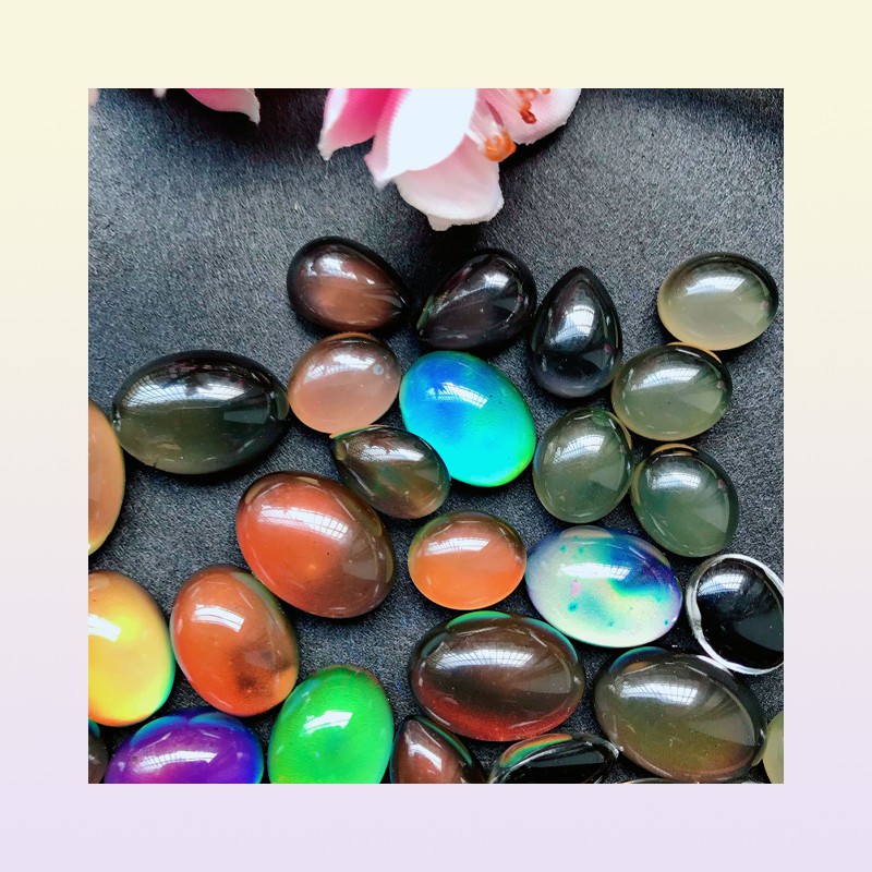 Metals mood beads change color glaze ring face oval shape loose bead fit ring bracelet necklace DIY accessories jewelry