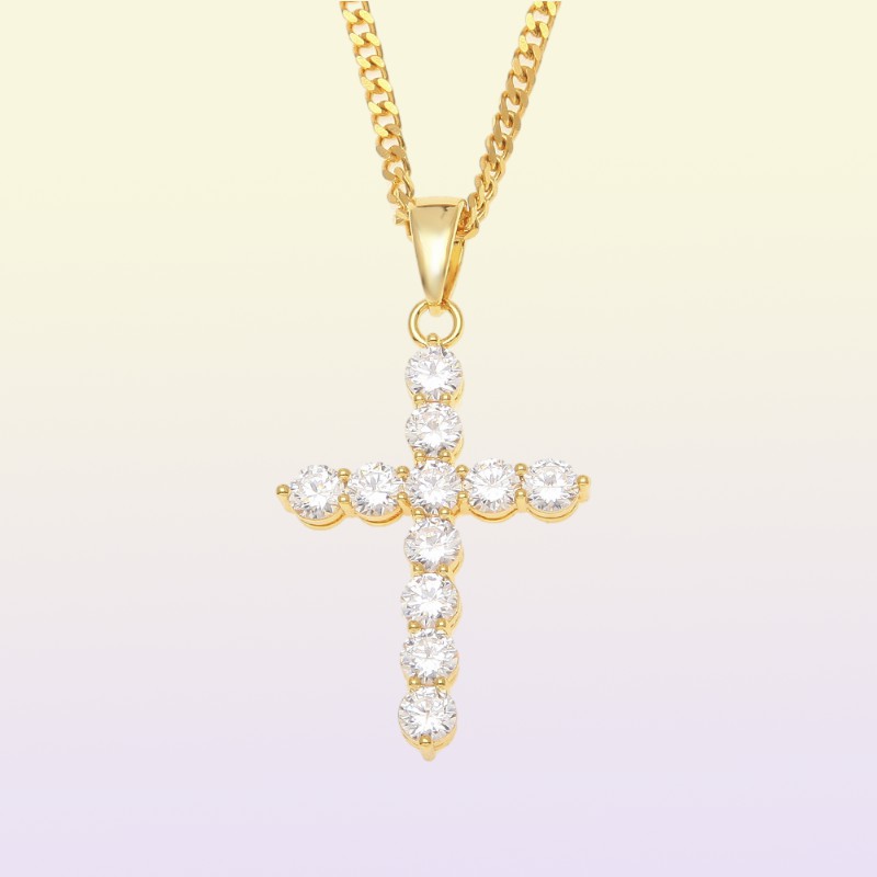 Diamond Cross Necklace Fashion Mens Gold Necklaces Silver Hip Hop Iced Out Pendant Necklaces Jewelry