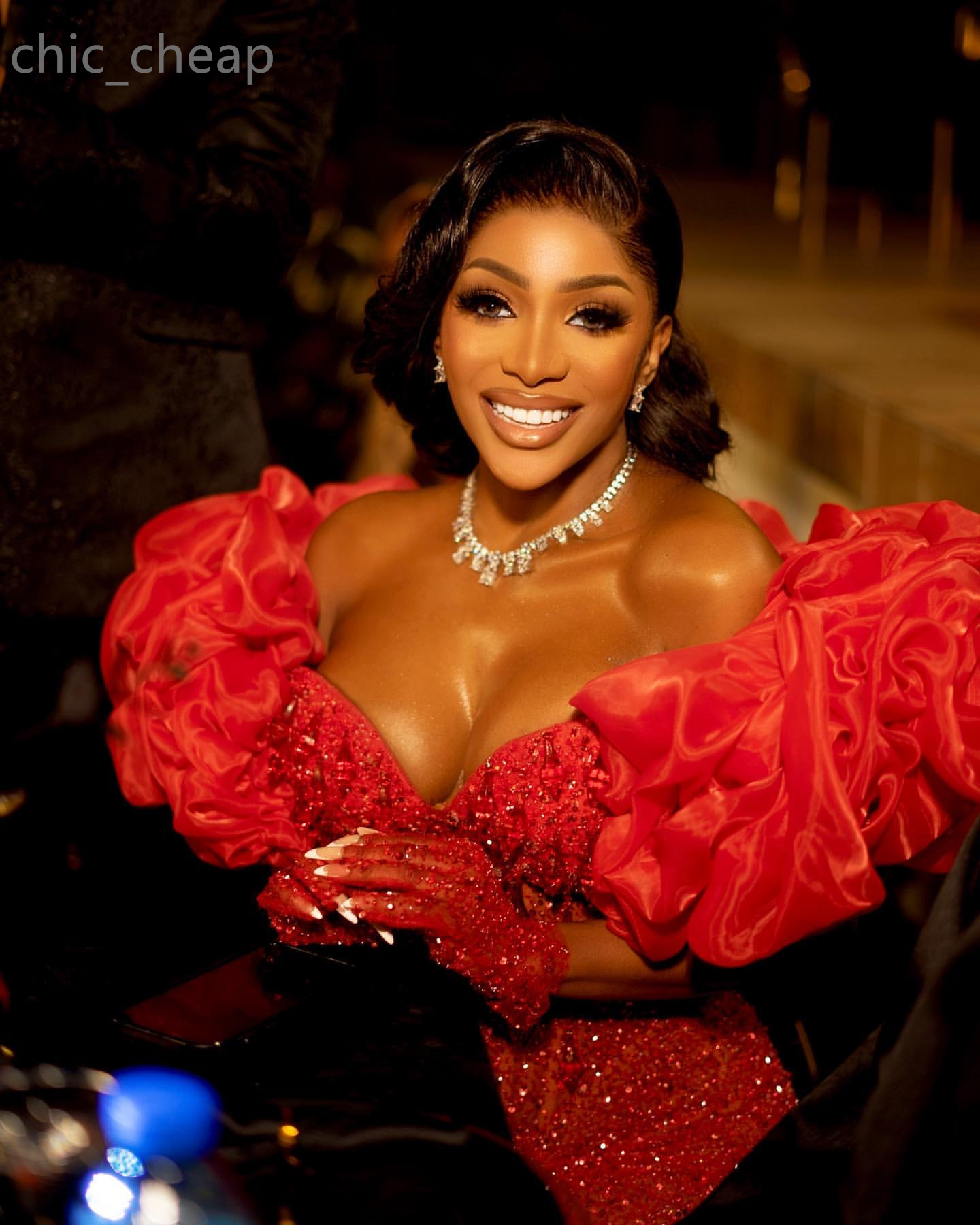 2024 Aso Ebi Mermaid Red Jumpsuits Prom Dress Beaded Crystals Sequined Evening Formal Party Second Reception Birthday Engagement Gowns Dresses Robe De