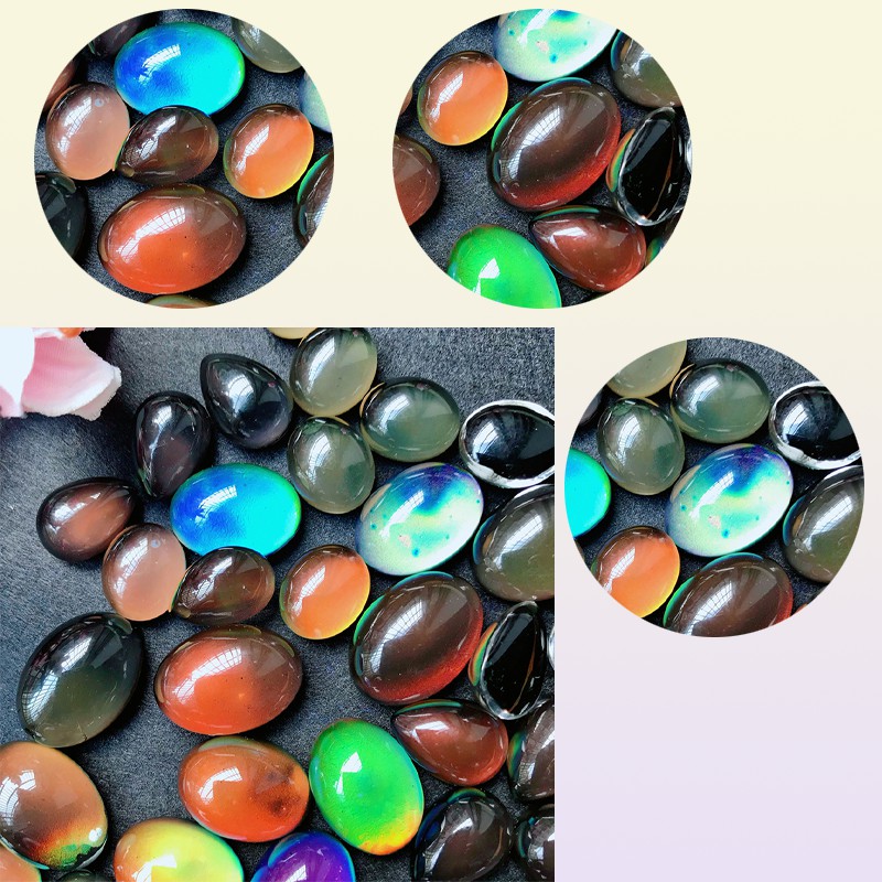 Metals mood beads change color glaze ring face oval shape loose bead fit ring bracelet necklace DIY accessories jewelry