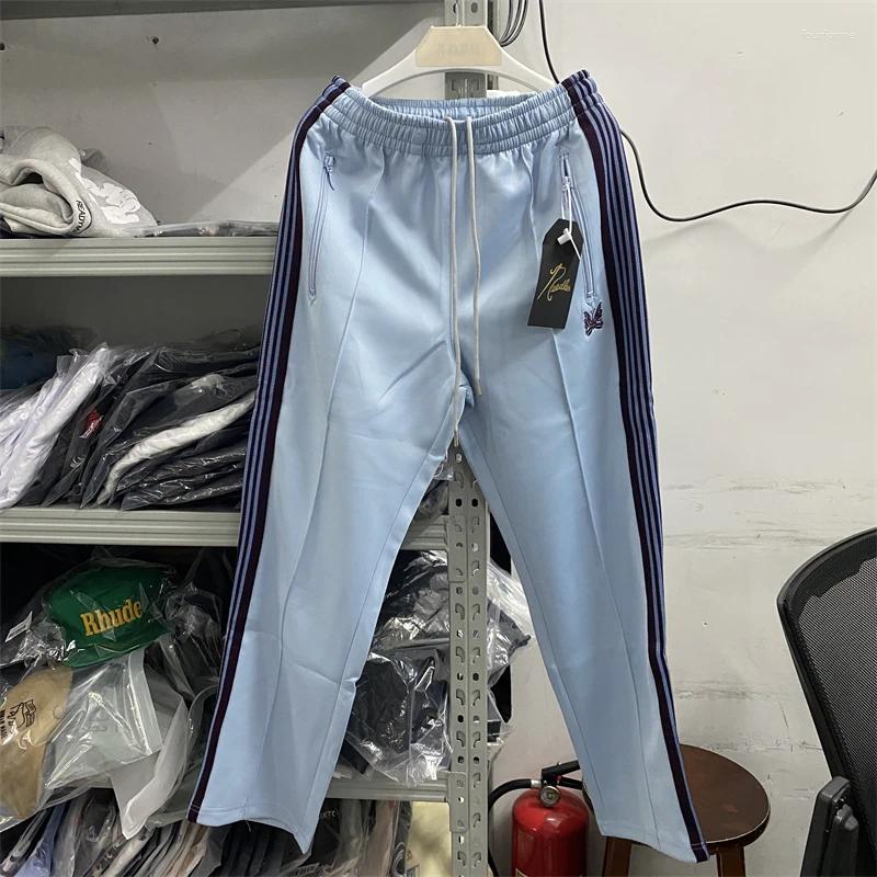 Men's Pants Pants Needles Drawstring Graphic Stripe Track Embroidered Butterfly Sweatpants AWGE Trousers Casual Pantnes z250226
