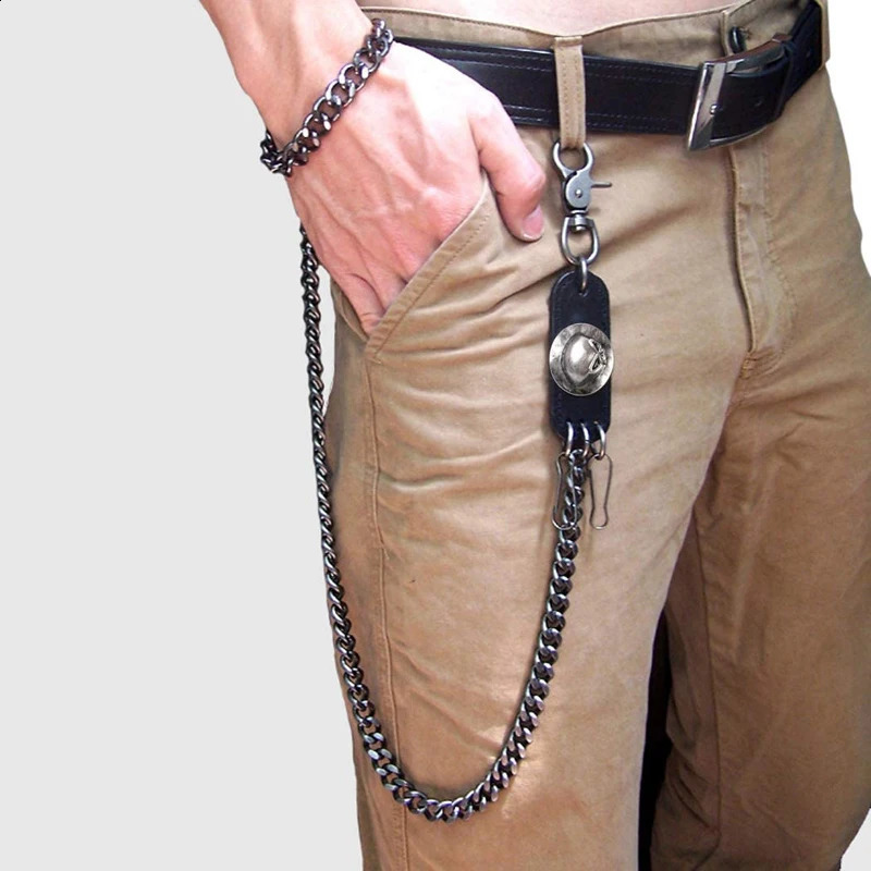 Mens Motorcyle KeyChain Jean Biker Wallet Belts Chain Skull Charm Gothic Rock Skull Pants Trousers Waist Key Mens BL48 240127