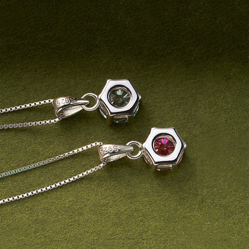 Butterflykiss 1 CT Real Pendant Necklace For Women Top Quality 925 Sterling Silver Wedding Party Bridal Fine Jewelry 240127