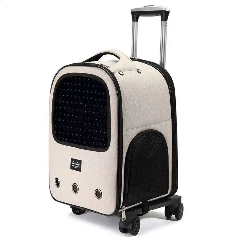 Trolley Pet Backpack Large Space Mute Universal Wheel Cat Bag Folding Trolleys Pets Bags Cats And Dog 240131