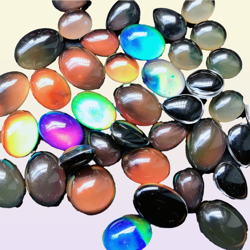 Metals mood beads change color glaze ring face oval shape loose bead fit ring bracelet necklace DIY accessories jewelry