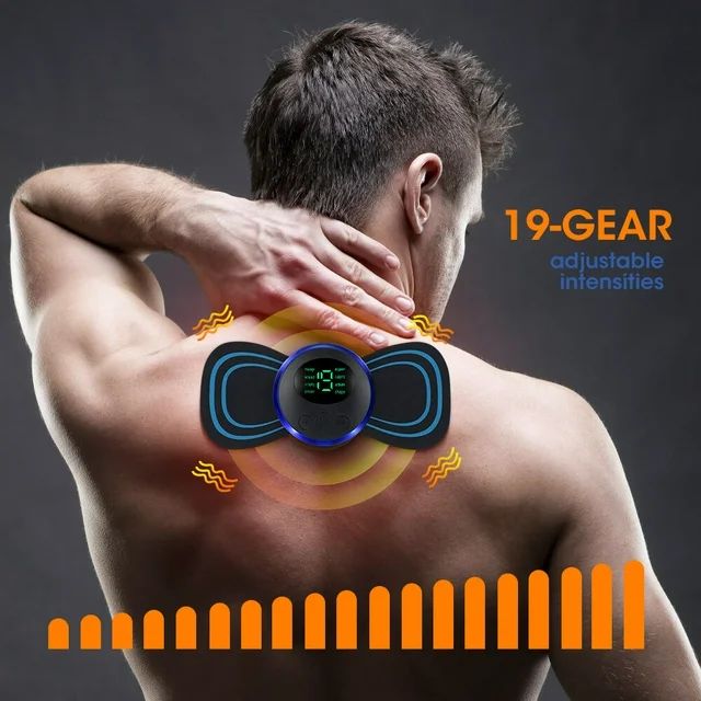 EMS Mini Neck Massager, Lymphatic Drainage Massager, Portable Mini Back Massage Device for Neck Shoulder Back Waist, Remote Control