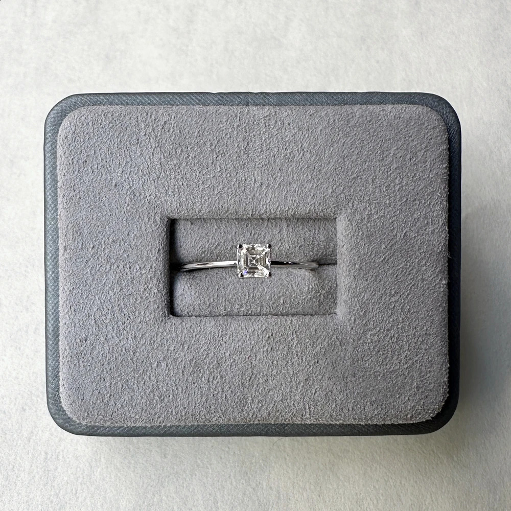 PuBang Fine Jewelry Classic 925 Sterling Silver Princess Cut 4MM GRA Diamond Wedding Rings for Women Anniversary Gift 240202