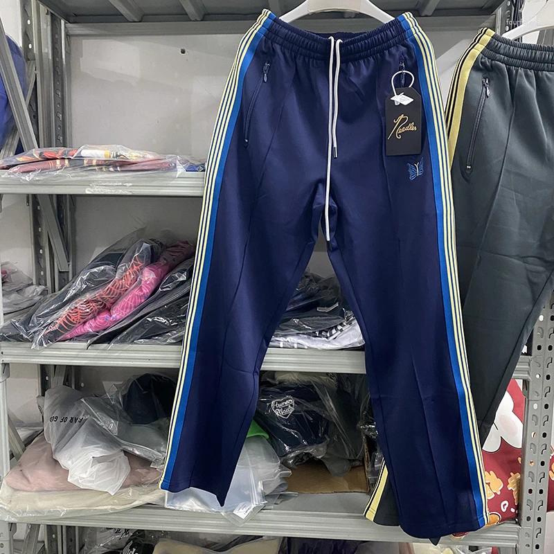 Men's Pants Pants Needles Drawstring Graphic Stripe Track Embroidered Butterfly Sweatpants AWGE Trousers Casual Pantnes z250226