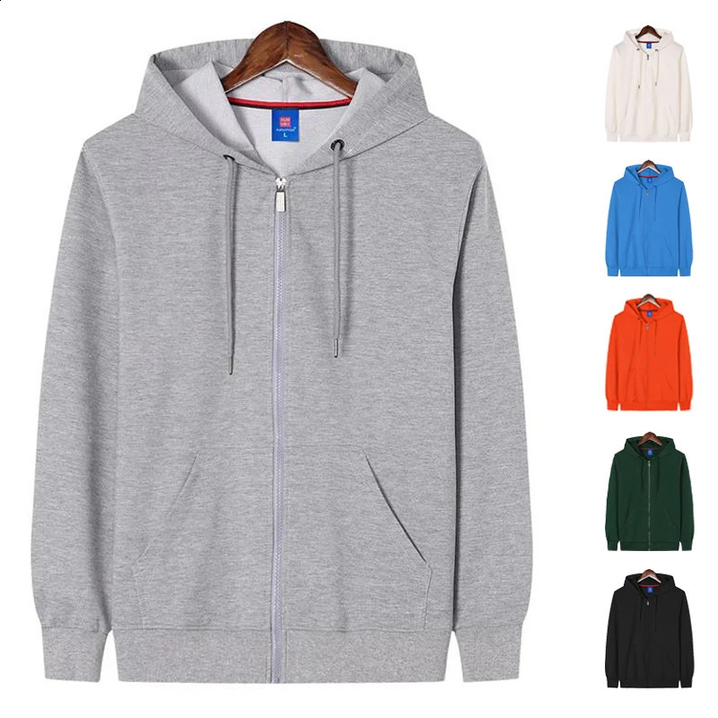 Classic Blank Zip Up Hoodies Unisex Fashion Zipper Hoodie Men Zipup Plain Hooded Sweatshirt For Sudadera Con Capucha Felpo 240123