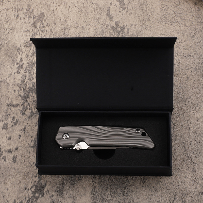 A0220 High End Folding Knife AUS10 Satin Drop Point Blade CNC TC4 Titanium Alloy Handle Ball Bearing EDC Pocket Knives