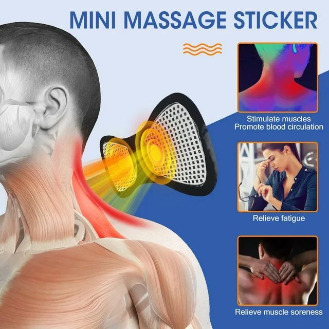 EMS Mini Neck Massager, Lymphatic Drainage Massager, Portable Mini Back Massage Device for Neck Shoulder Back Waist, Remote Control