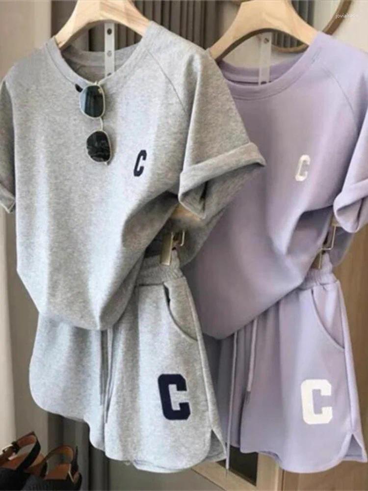 Women's Tracksuits Summer Clothing For Women LOOSE Casual Sports Wide Leg Shorts Two Piece Sets Womens Outifits