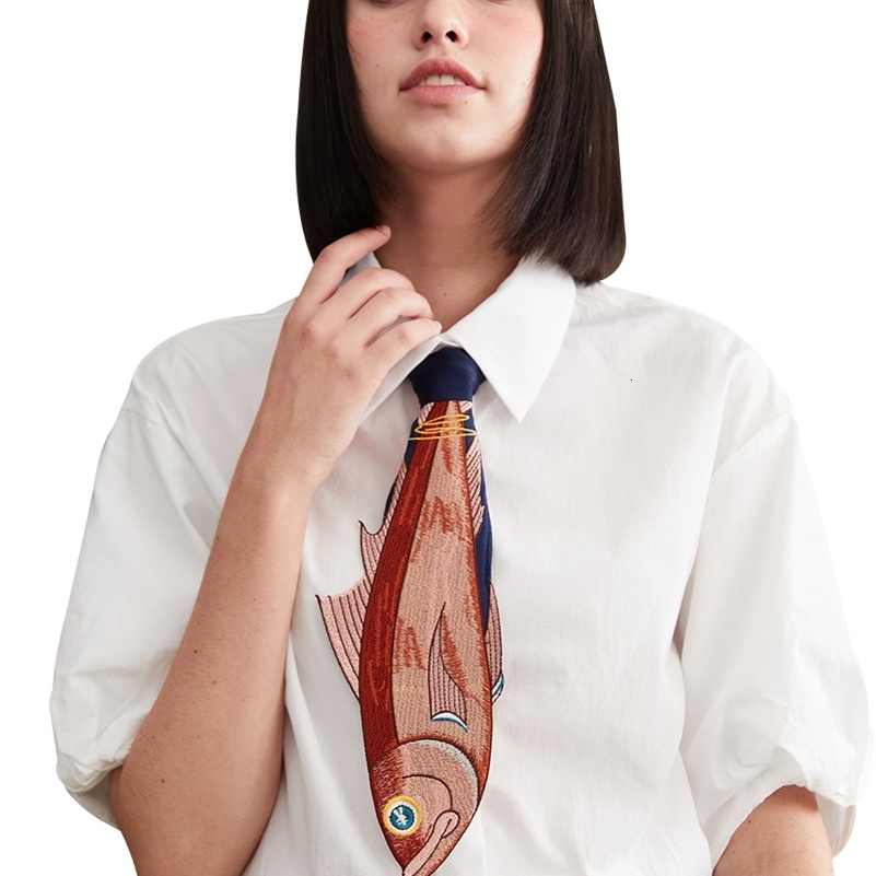 Fun Ties Womens Novelty Neck cessory with Fish Embroidery Unique Design L250926ZC5N