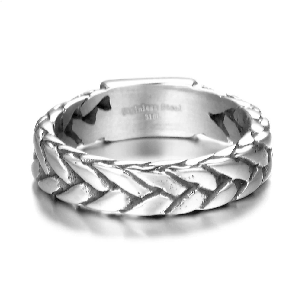 Punk Biker Jewelry Wide Chain Ring Buddha Ring Rock Stainless Steel Ring Finger Art Retro Drop 240129