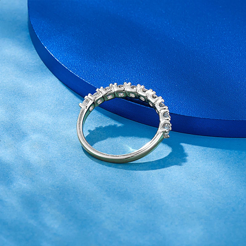 100% Wedding Band Sterling Silver Wedding Rings VVS1 Diamond Half Stackable Ring for Women 0.5CT 0.7CT 1CT 240125