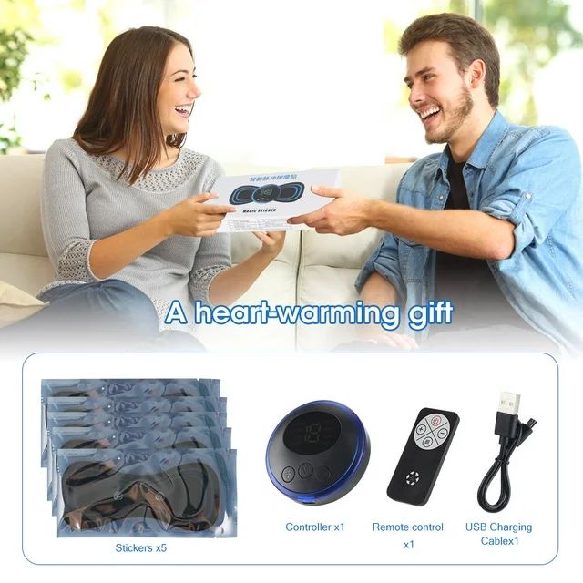 EMS Mini Neck Massager, Lymphatic Drainage Massager, Portable Mini Back Massage Device for Neck Shoulder Back Waist, Remote Control