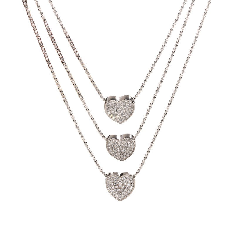 Sterg Sier Heart CZ Dia Pendant Necklace for Women, Sweet Love Jewelry Clavicle Chain