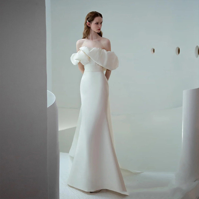 sexy boho off shoulder mermaid wedding dresses plus size sweep train backless custom made bridal gowns 3D wers Backless summer princess Boho Bride Gow