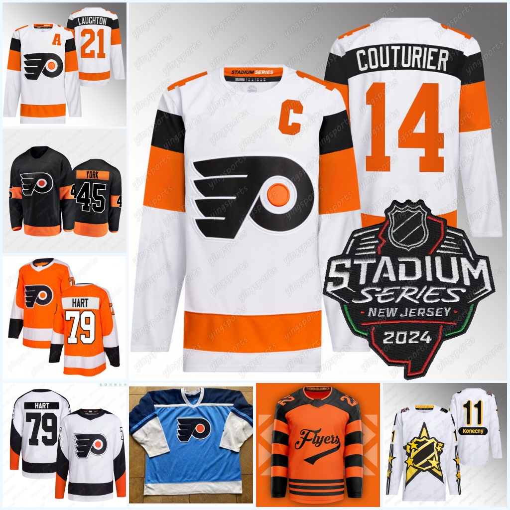 Philadelphia 14 Sean Couturier 2024 Stadium Jerseys Travis Konecny Kevin Hayes Flyers Carter Hart Oliver Eric Lindros Sean Couturier Morgan Frost Tyson Foerster