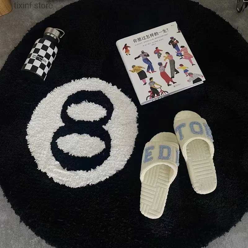 Carpet LAKEA Halloween 8 Ball Rug Indoor Home Decoration Spooky Halloween Gifts 8 Ball Accent Round Tufting Soft Rug Horror Movie Mat T240219