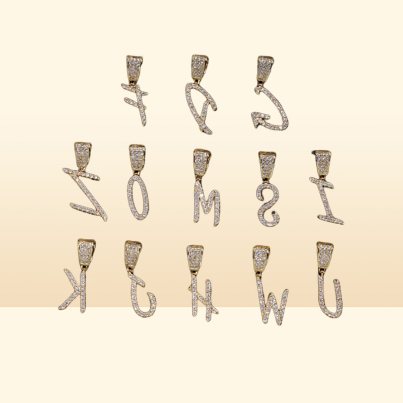 Gold Silver AZ Letters Pendant Necklaces Whos Initial Micro Letter Charm for Men Women with 24inch Rope chain