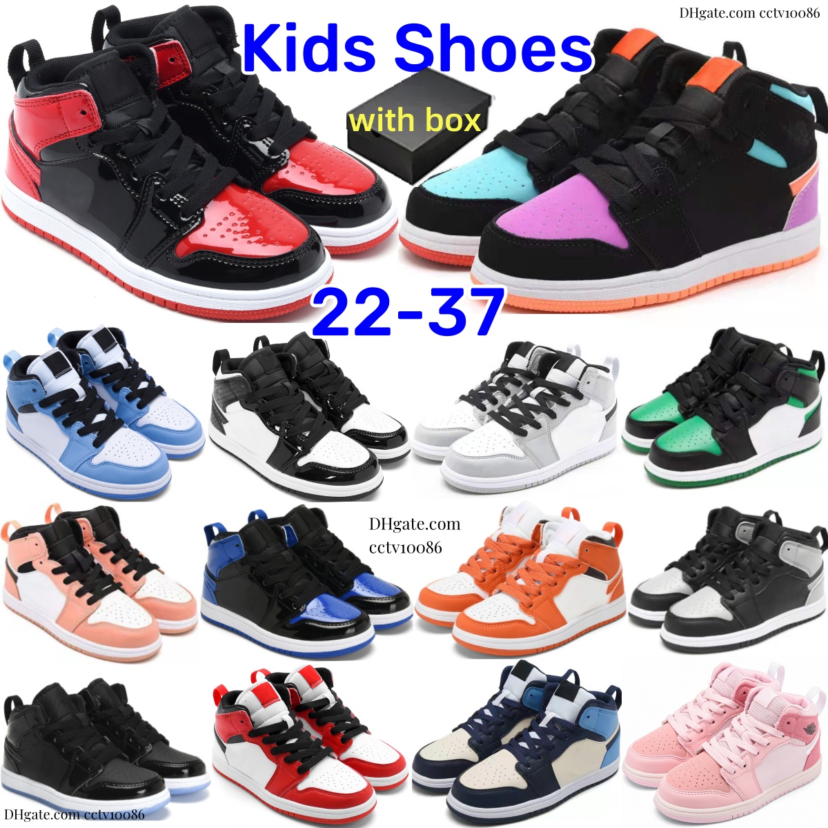Kids Shoes 1s 1 Basketball High Sneakers Boys Girls Mid I Children Pink Running Trainers Kid Youth Shoe Toddler Chicago Bred Light Smoke Grey Mulit UNC Digital eur 22-35