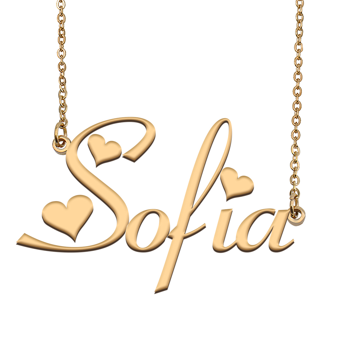 Sofia Name Necklaces Personalized Nameplate Pendant for Women Girls Birthday Gift Kids Best Friends Jewelry 18k Gold Plated Stainless Steel