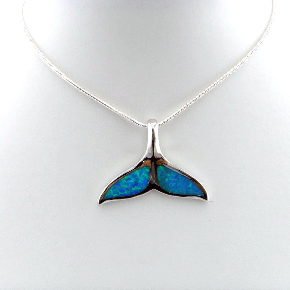 Blue Opal Jewelry Fashion Pendant Whale Tail Pendant Necklace