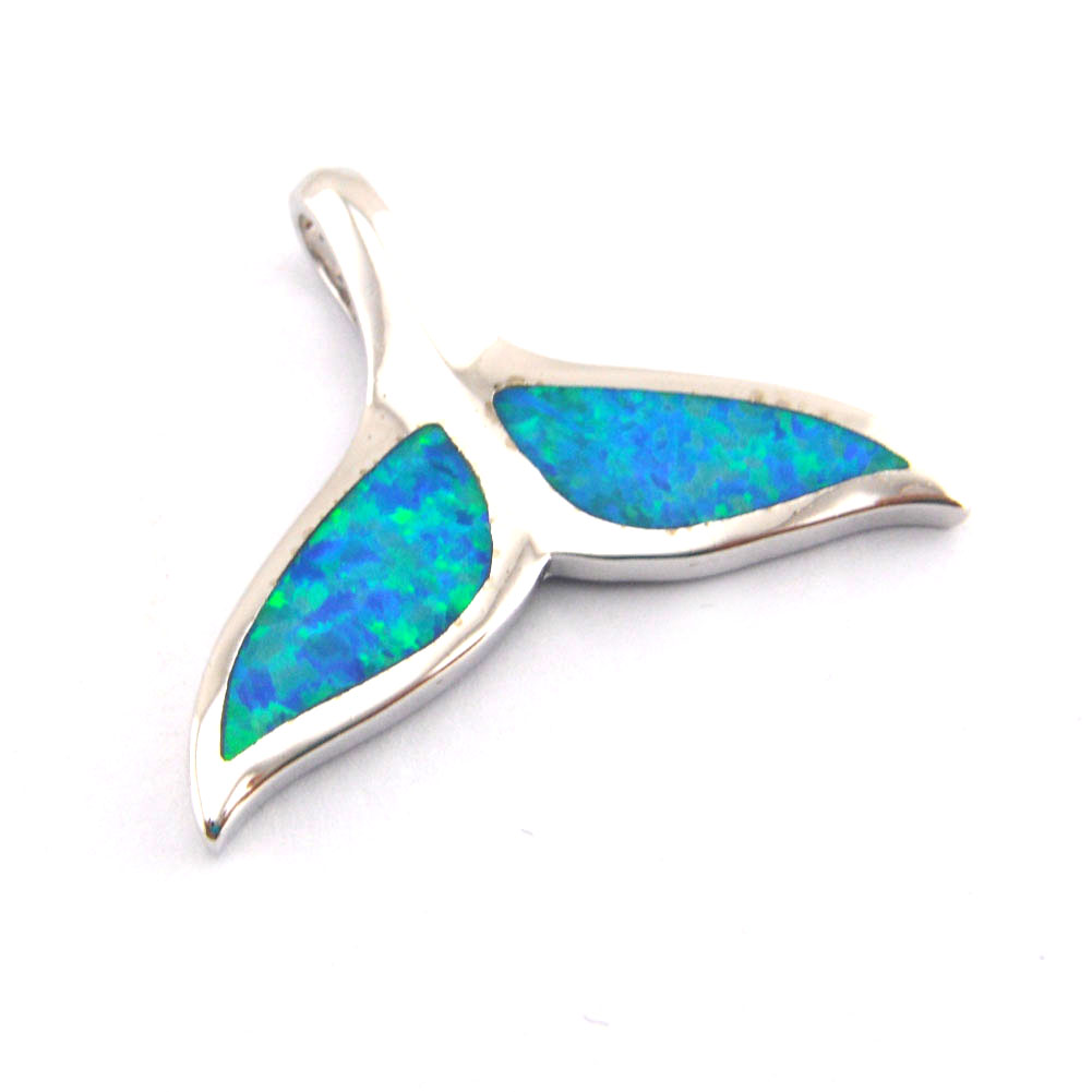 Blue Opal Jewelry Fashion Pendant Whale Tail Pendant Necklace