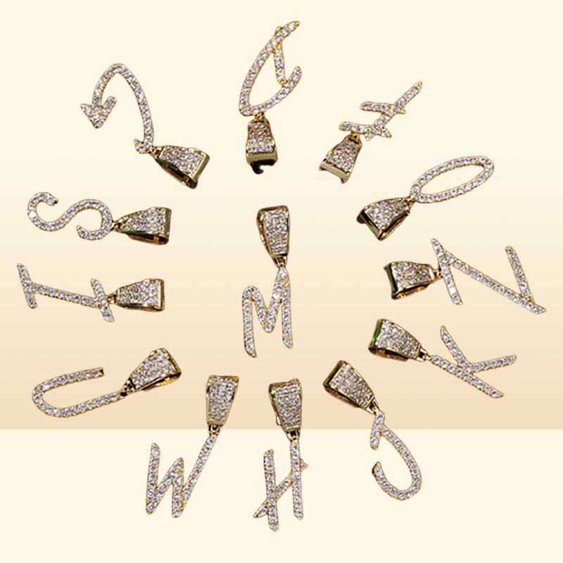 Gold Silver AZ Letters Pendant Necklaces Whos Initial Micro Letter Charm for Men Women with 24inch Rope chain
