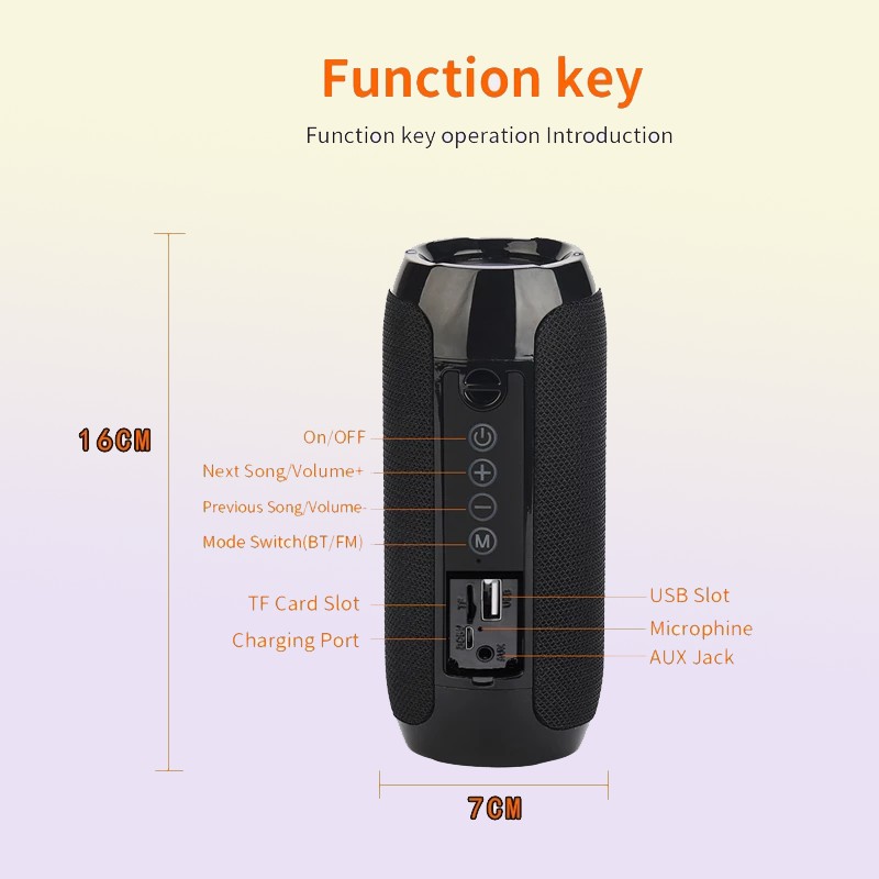 Portable Speaker Wireless Bluetooth compatible Subwoofer Outdoor Waterproof Loudspeaker Stereo Surround Support FM RadioTF for Mob