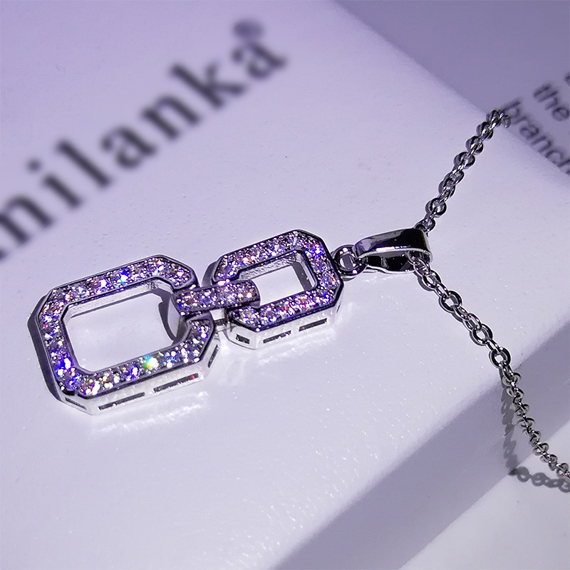 Sterg Sier Chain Pendant Necklace Women, Simple Fashion Jewelry with 5A Cubic Zirconia Stones, Perfect for Parties, Beach Wear and Everyday Elegance