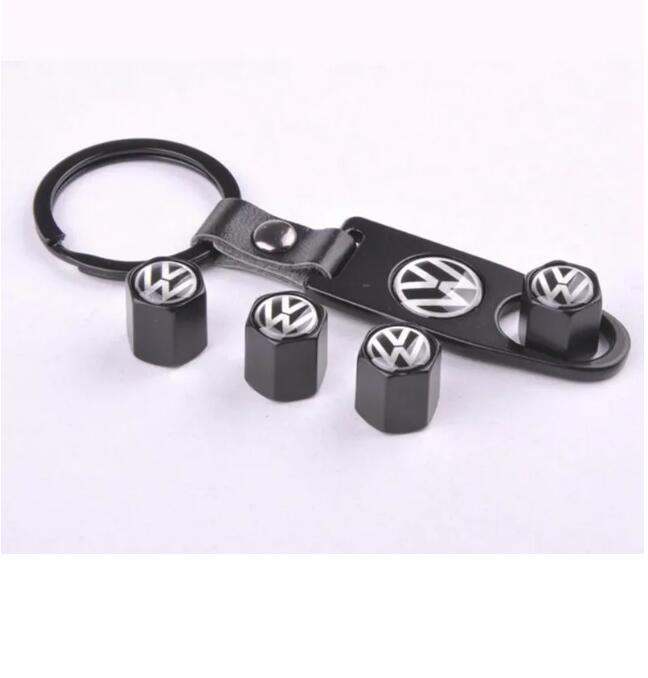 Tire Valve Stems Caps Stainless Steel Wheel R Line Rline GTI Logo Wrench Keychain For Volkswagen Passat Sagitar Magotan Tiguan