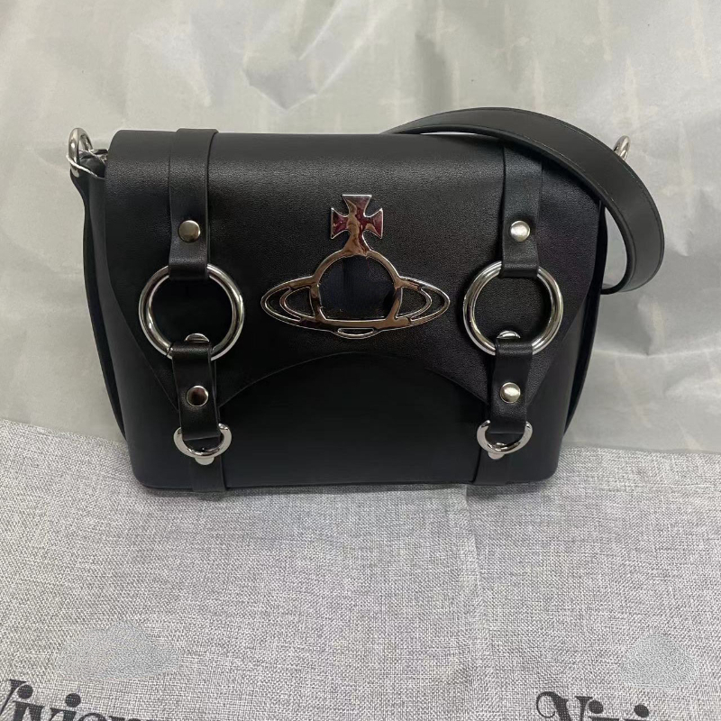 Trendy Brand Saturn Bags Leather Metal Logo Versatile Underarm Bag Postman Bag