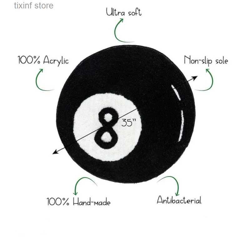 Carpet LAKEA Halloween 8 Ball Rug Indoor Home Decoration Spooky Halloween Gifts 8 Ball Accent Round Tufting Soft Rug Horror Movie Mat T240219