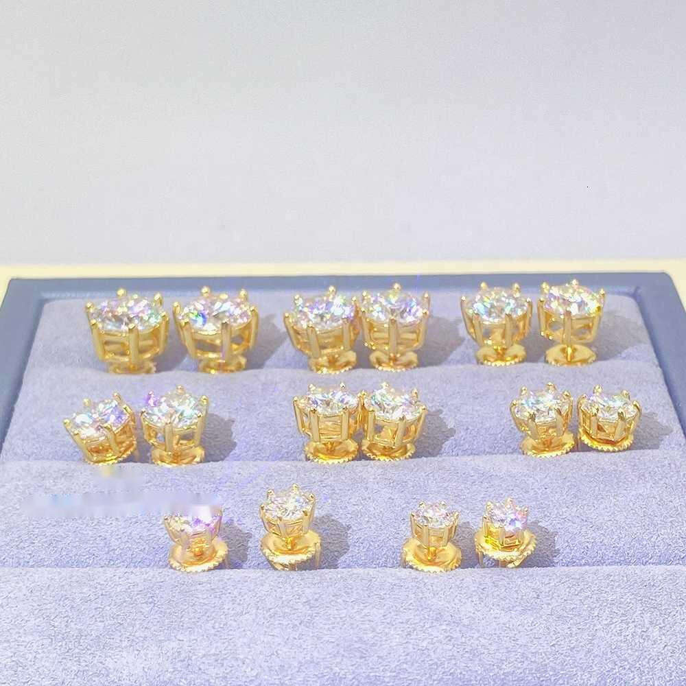 Pass Diamond Tester Classic 6 Prong 925 Sterling Silver Moissanite Screw Back Stud Earrings