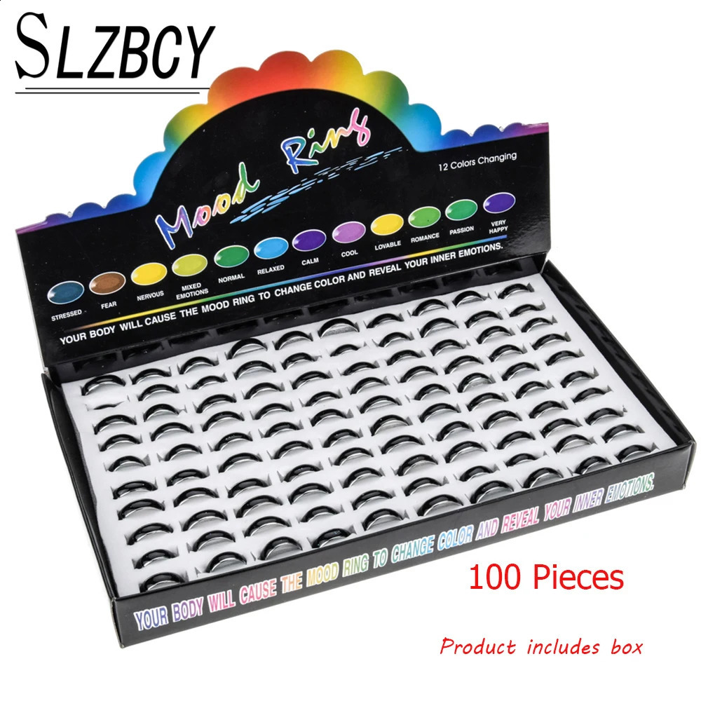 100 pcslot Temperature Change Emotion Feeling Mood Rings Set For Women Men Mixed Size Round Finger Ring Jewelry Drop 240219