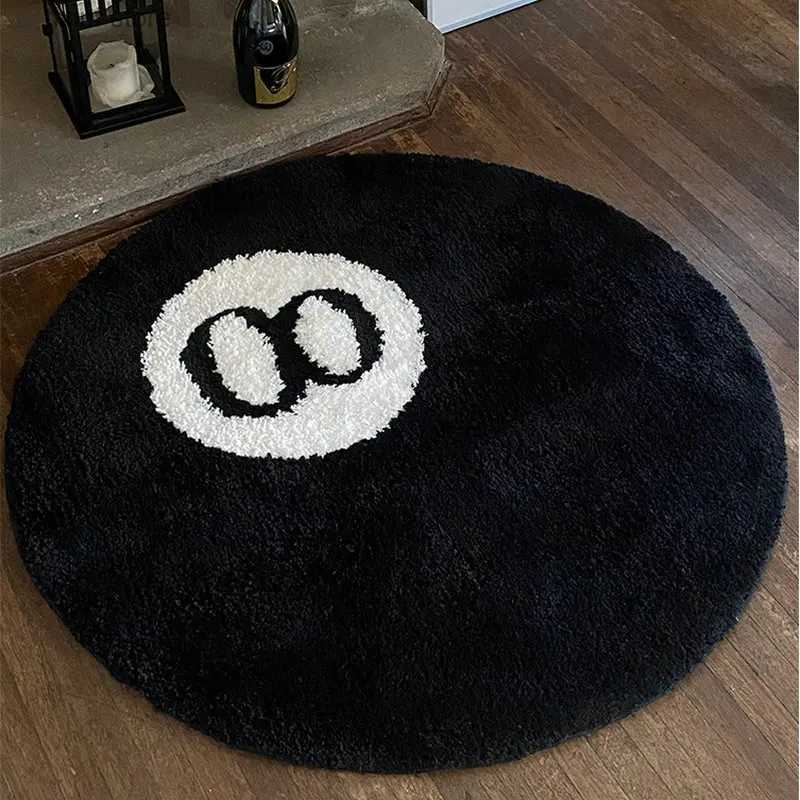 Carpet LAKEA Halloween 8 Ball Rug Indoor Home Decoration Spooky Halloween Gifts 8 Ball Accent Round Tufting Soft Rug Horror Movie Mat T240219