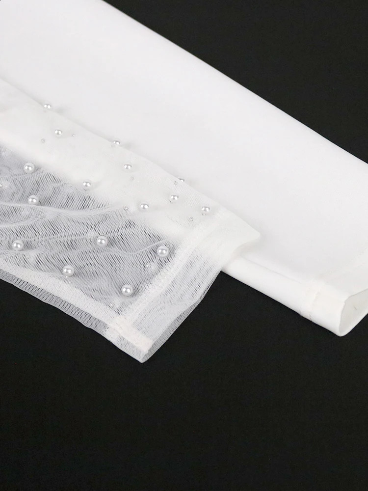 AOMEI Women Jumpsuit Vintage Beaded Long Sleeve Patchwork Mesh Romper Beading Elegant Party Birthday Event African 240129