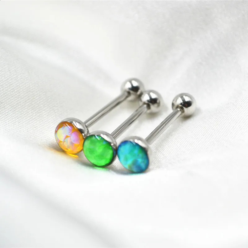 50pcsLot Steel Tongue Ring Bar Nipple Straight Barbells Candy Color Body Piercing Jewelry 16X16X57MM 240127