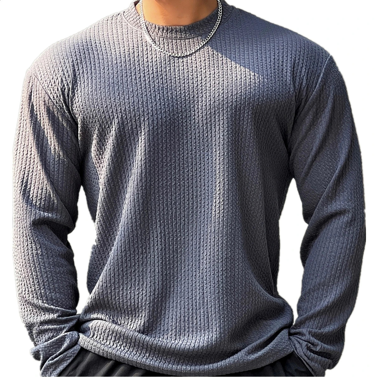 Autumn Winter Casual Tshirt Men Long Sleeves Solid Shirt Gym Fitness Bodybuilding Tees Tops Male Fashion Slim Stripes Clothing 240129
