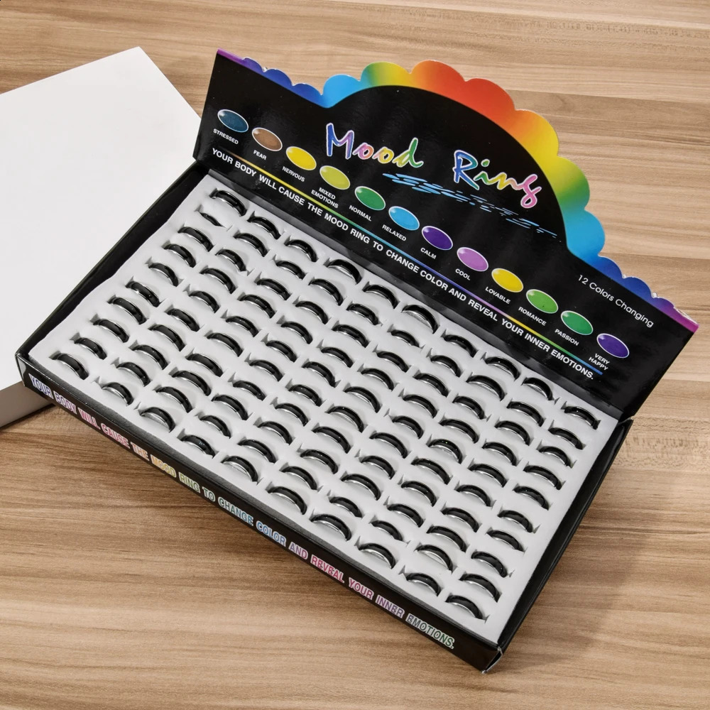 100 pcslot Temperature Change Emotion Feeling Mood Rings Set For Women Men Mixed Size Round Finger Ring Jewelry Drop 240219