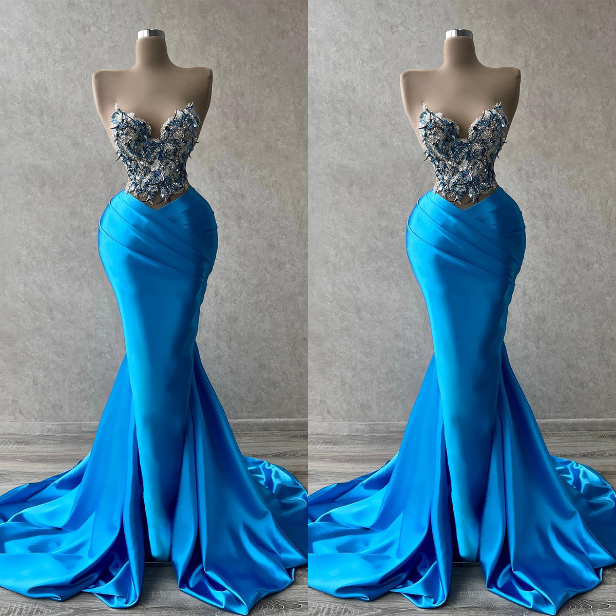 Strapless Evening Glamorous Sequins Feather Mermaid Prom Gowns Sleeveless Custom Made For Formal Party Dresses Plus Size
