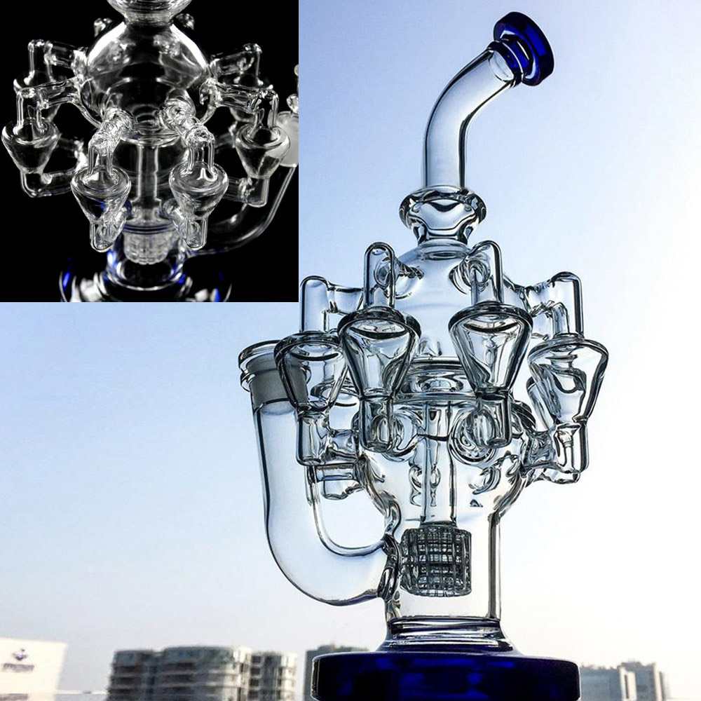Wholesale In Stock Thick Glass Bongs Stereo Matrix Perc Hookahs Fab Egg Water Pipes Smoking Pipe Recycler Oil Rigs